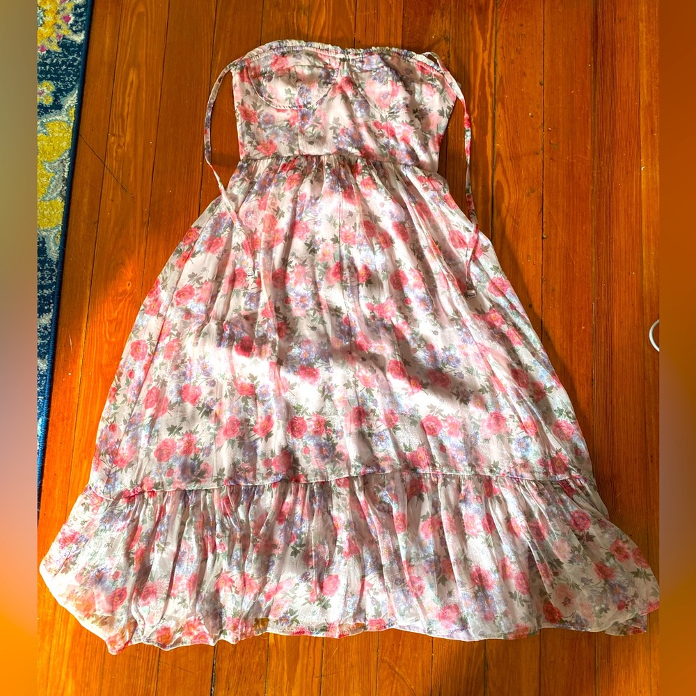 Sweet Convertible Pink Floral Midi Dress from Morning Lavender size medium